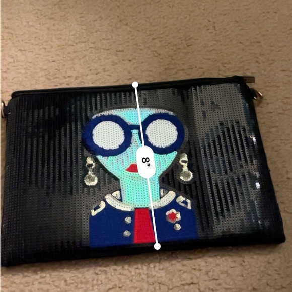 Cartoon Woman Sequin Envelope Clutch - Picture 4 of 5